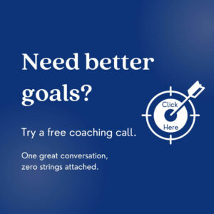 A free coaching call is offered to discuss measurable vs quantifiable goals, goal setting, team management, or career coaching 